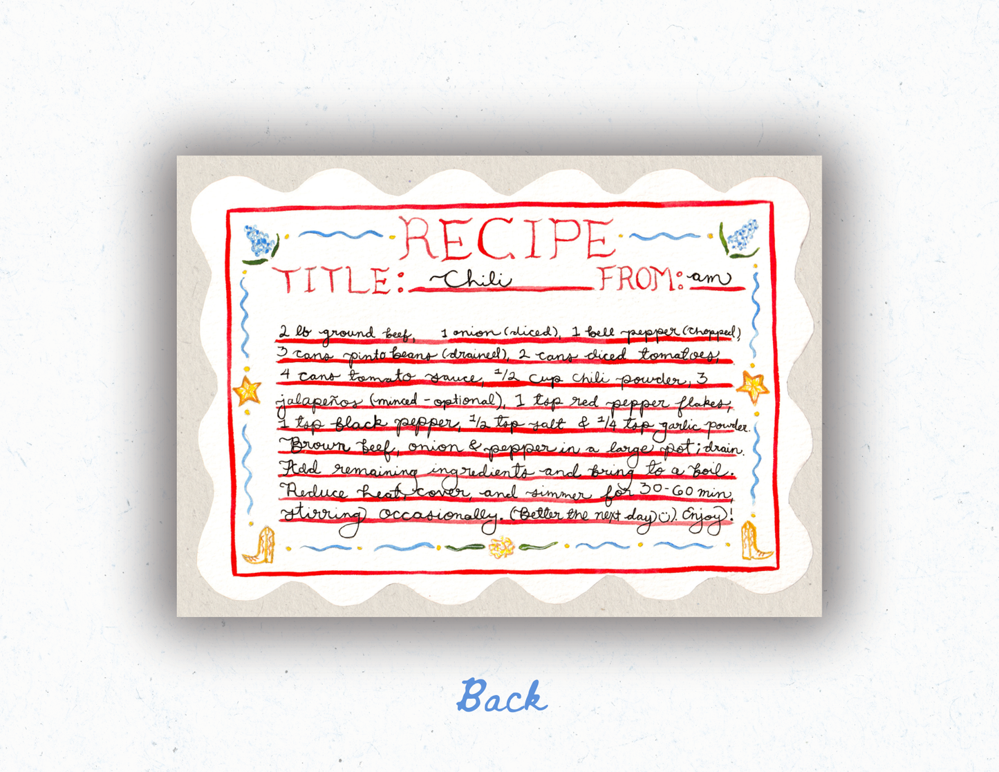 Texas State Recipe Card Print - PREORDER