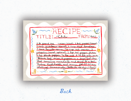 Texas State Recipe Card Print - PREORDER