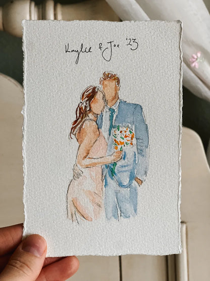 Wedding Guest Painting, Wedding Painting Gifts, Wedding Gift, Guest Illustrator, Wedding Artist, Party Favors, Watercolor Artist
